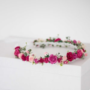 Bloemen Diadeem Bruid Bloemenkroon Tiara Nepbloemen Bruids Tiara Bloemen Bruid Bloemen Haar Bloemenslinger Vintage Hoofd Krans Hoofdband afbeelding 7