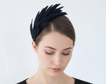 Black Feather Headband: Modern Races Fascinator