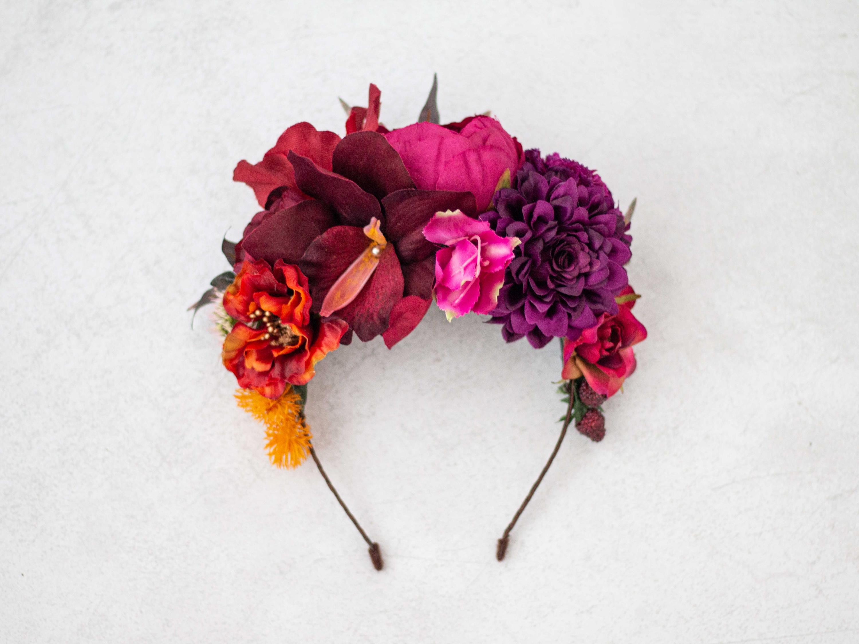 Colorful Floral Headband Floral Knotted Headband with Crystal Studs - Blue & Indigo  main image 2