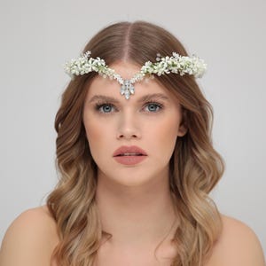 Fantasy wedding headpiece, white elven crown, medieval wedding circlet, fairy flower crown, elf headpiece, ren faire costume, fairy princess