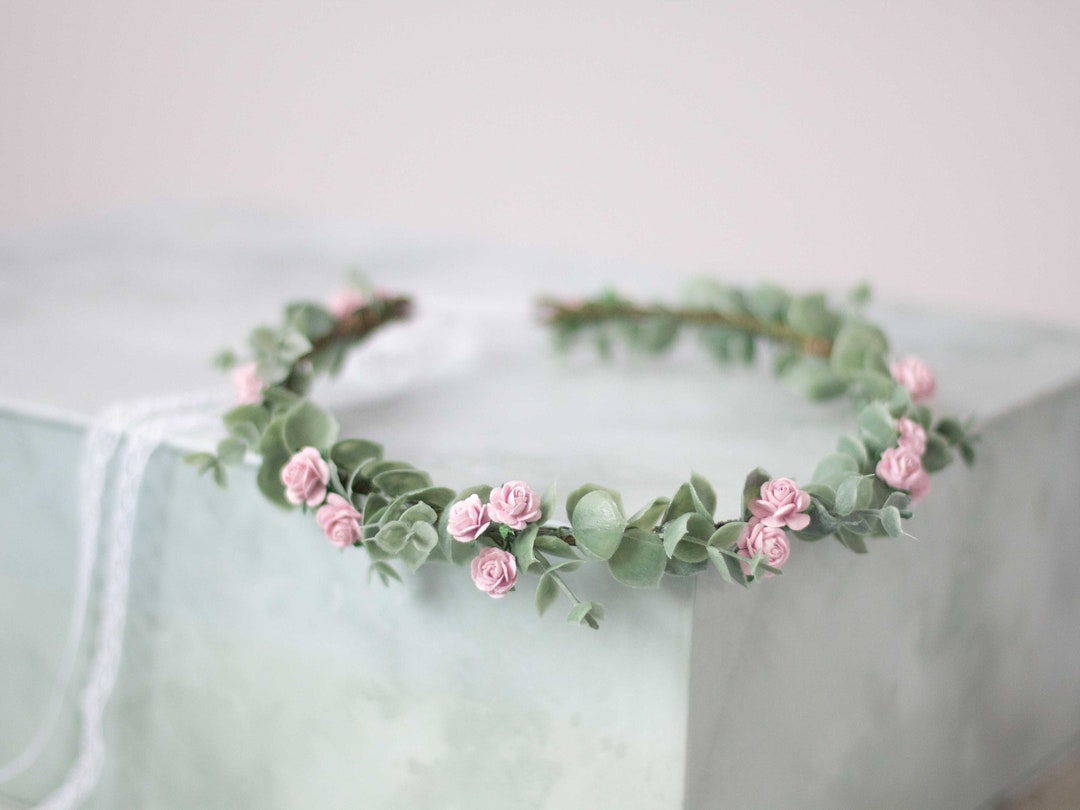 Purple Lilac Flower Crown With Eucalyptus Leaves Etsy