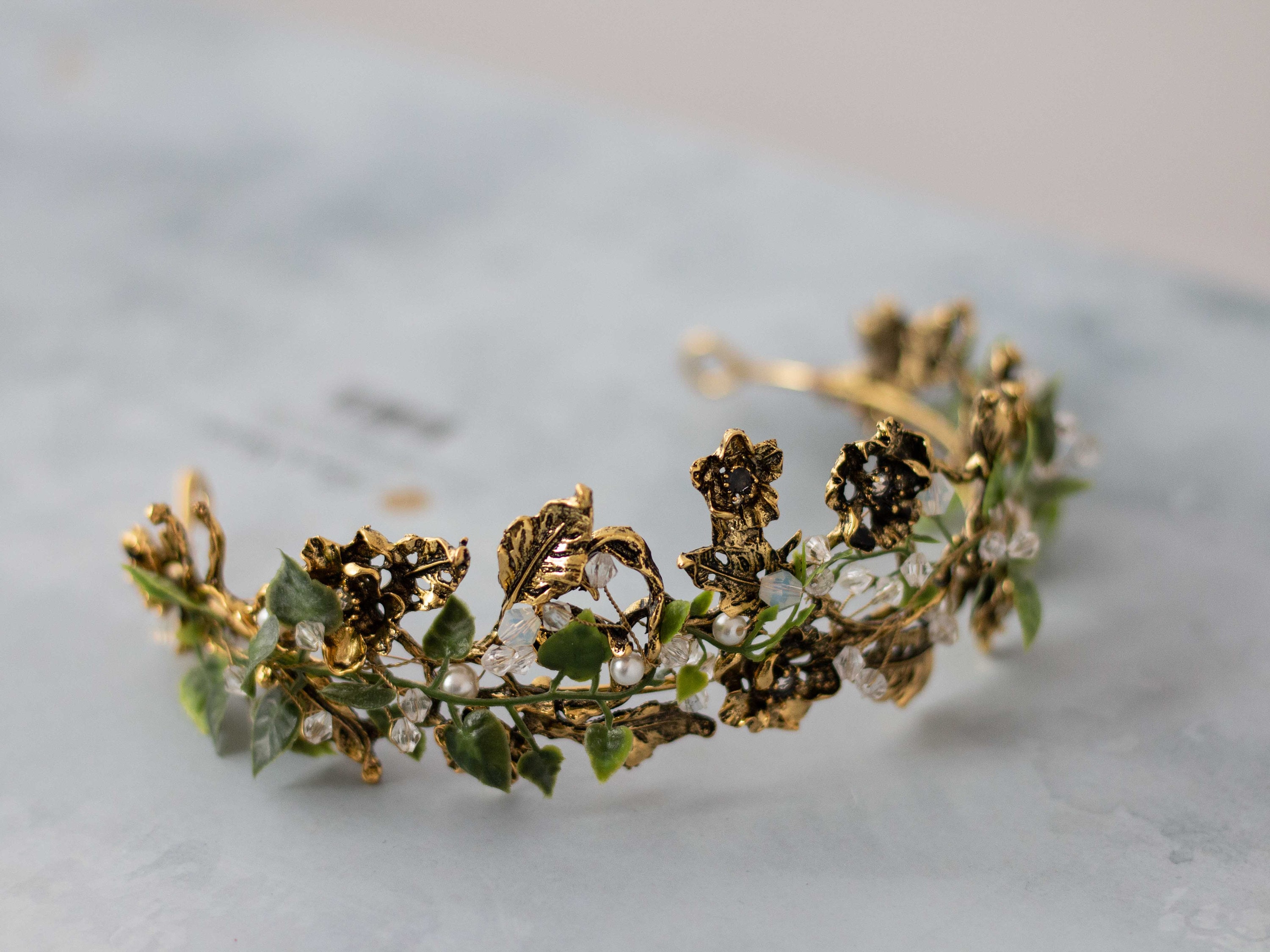 271. The Monstera Turquoise & Gold Beaded Headband Turquoise Beaded Headband | Native Hair Accessory for Women  main image 2