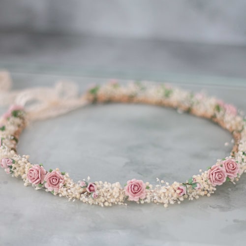 Dried Baby's Breath Floral Crown for Wedding Wild Flower Etsy