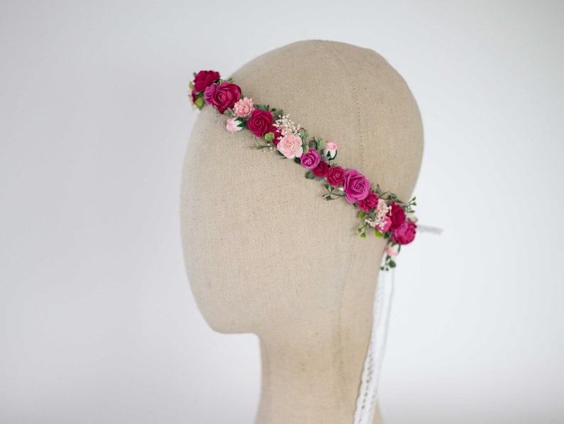 Bloemen Diadeem Bruid Bloemenkroon Tiara Nepbloemen Bruids Tiara Bloemen Bruid Bloemen Haar Bloemenslinger Vintage Hoofd Krans Hoofdband afbeelding 9