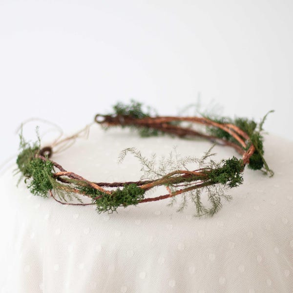 Wianek na głowę - stabilizowany mech i paproć