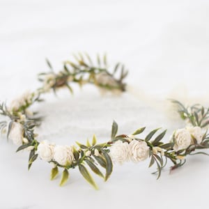 Rustic flower crown wedding, boho bride crown, wedding flower crown, woodland crown, ivory hair wreath