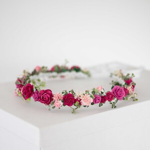 Bloemen Diadeem Bruid Bloemenkroon Tiara Nepbloemen Bruids Tiara Bloemen Bruid Bloemen Haar Bloemenslinger Vintage Hoofd Krans Hoofdband afbeelding 6