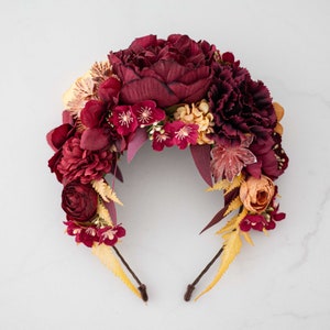 Diadema de Flores, Tocado de Flores, Tocado Invitada, Corona De Flores Para Boda, Tocado Novia, Corona para el Pelo, Flores Artificiales