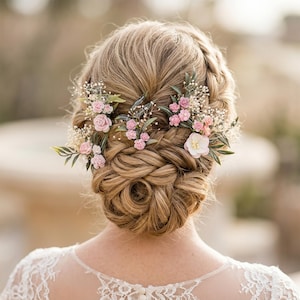 Blush Pink Flower Hair Pins: Wedding Bridal Hair Accessories