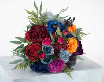 Colorful bridal bouquet, jewel tones wedding bouquet, boho bridesmaid bouquets, boho bridal bouquet, bright floral bouquet