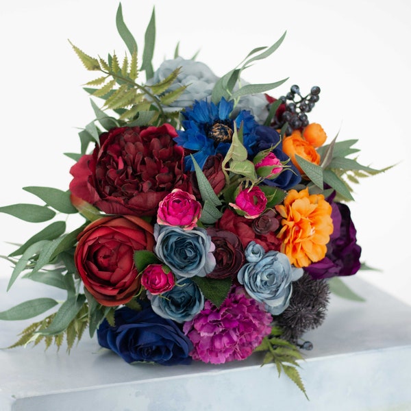 Colorful bridal bouquet, jewel tones wedding bouquet, boho bridesmaid bouquets, boho bridal bouquet, bright floral bouquet