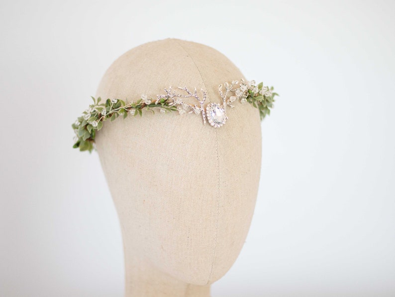 Fairy crown, elven circlet, woodland headpiece, bridal tiara, forest elf floral crown, enchanted faerie woodland headband, elf head piece image 3