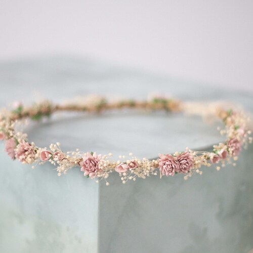 Dried Baby's Breath Floral Crown for Wedding Wild Flower Etsy