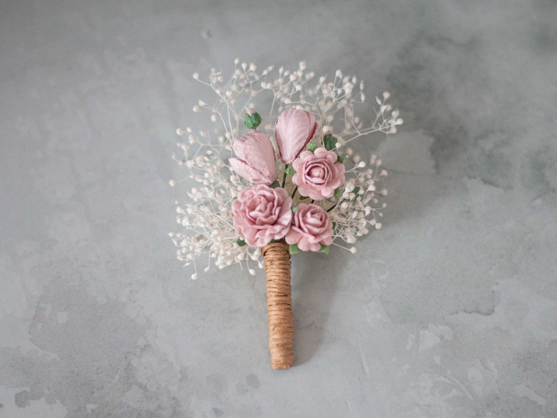 Boutonniere and corsage set, dried flower bracelet, baby's breath corsage, bracelet for mothers bridesmaids flower girls image 7