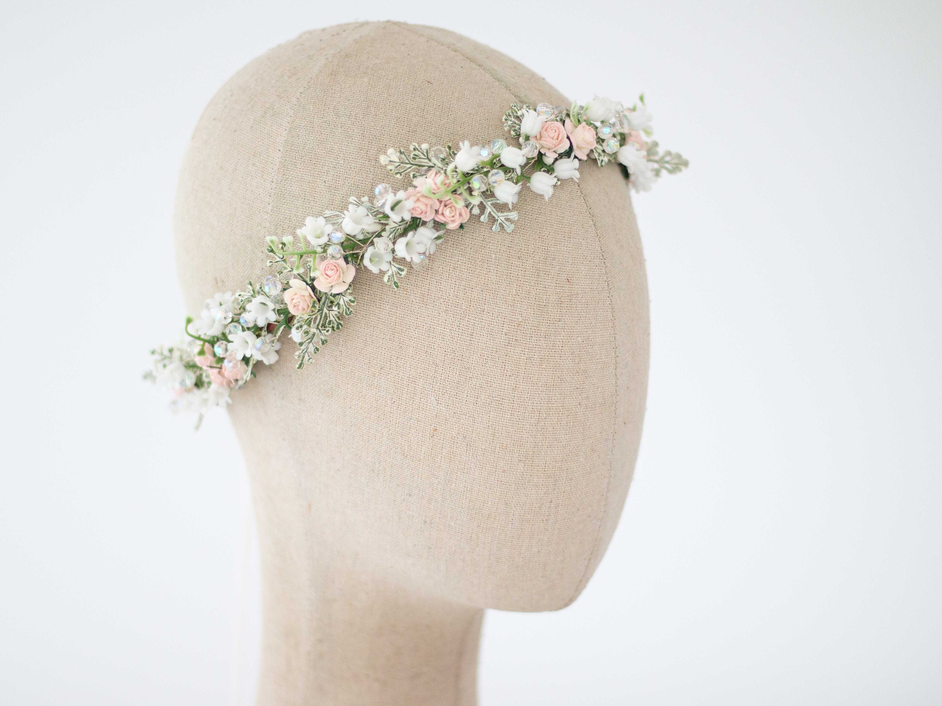 Lily of the Valley Flower Crown: Pink & White Floral Wedding 