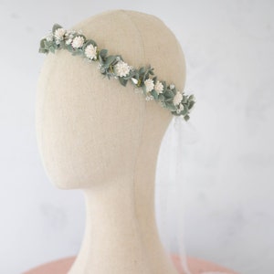 Eucalyptus flower crown wedding, green flower crown, eucalyptus headband, greenery bridal wreath, wedding headpiece, flower girl halo image 5