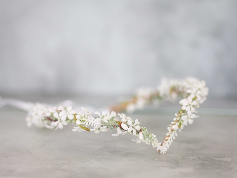 White elven crown, fairy tiara, fantasy wedding headband, elven fairy crown, elven circlet, flower girl halo, bride bridesmaid headpiece image 1