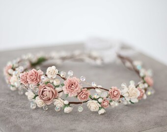 Couronne de Fleurs Mariage Couronne de Fleurs Cheveux Enfant Fille Adulte Boheme Fleurs Artificielles Fille de Fleur Bandeau avec Fleurs