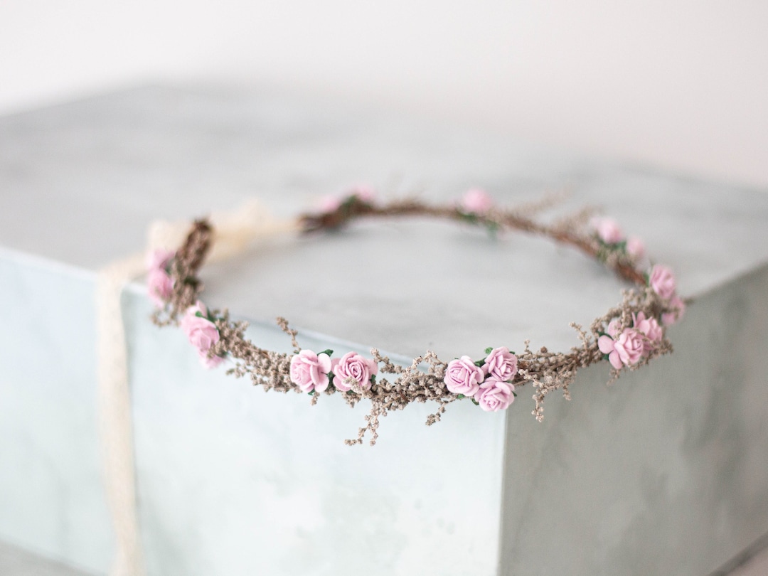 Lilac Flower Crown, Dried Flower Crown for Wedding, Preserved Floral