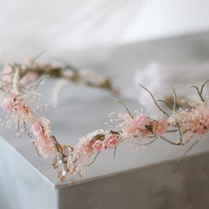 Elven fairy crown, woodland diadem, blush floral crown, fairy flower crown, elf tiara, elf headpiece, elvish tiara, babys breath elven crown image 7