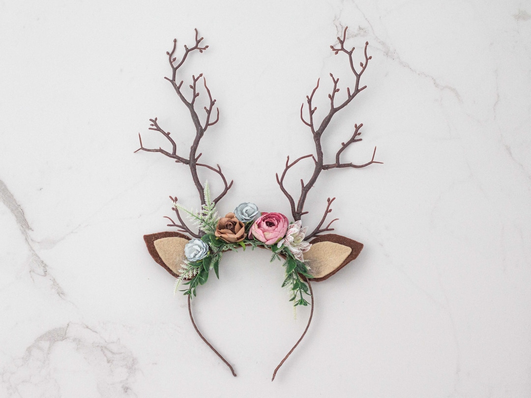 Serre Tete Renne + Autocollants Visage De Renne, Serre Tête Femme