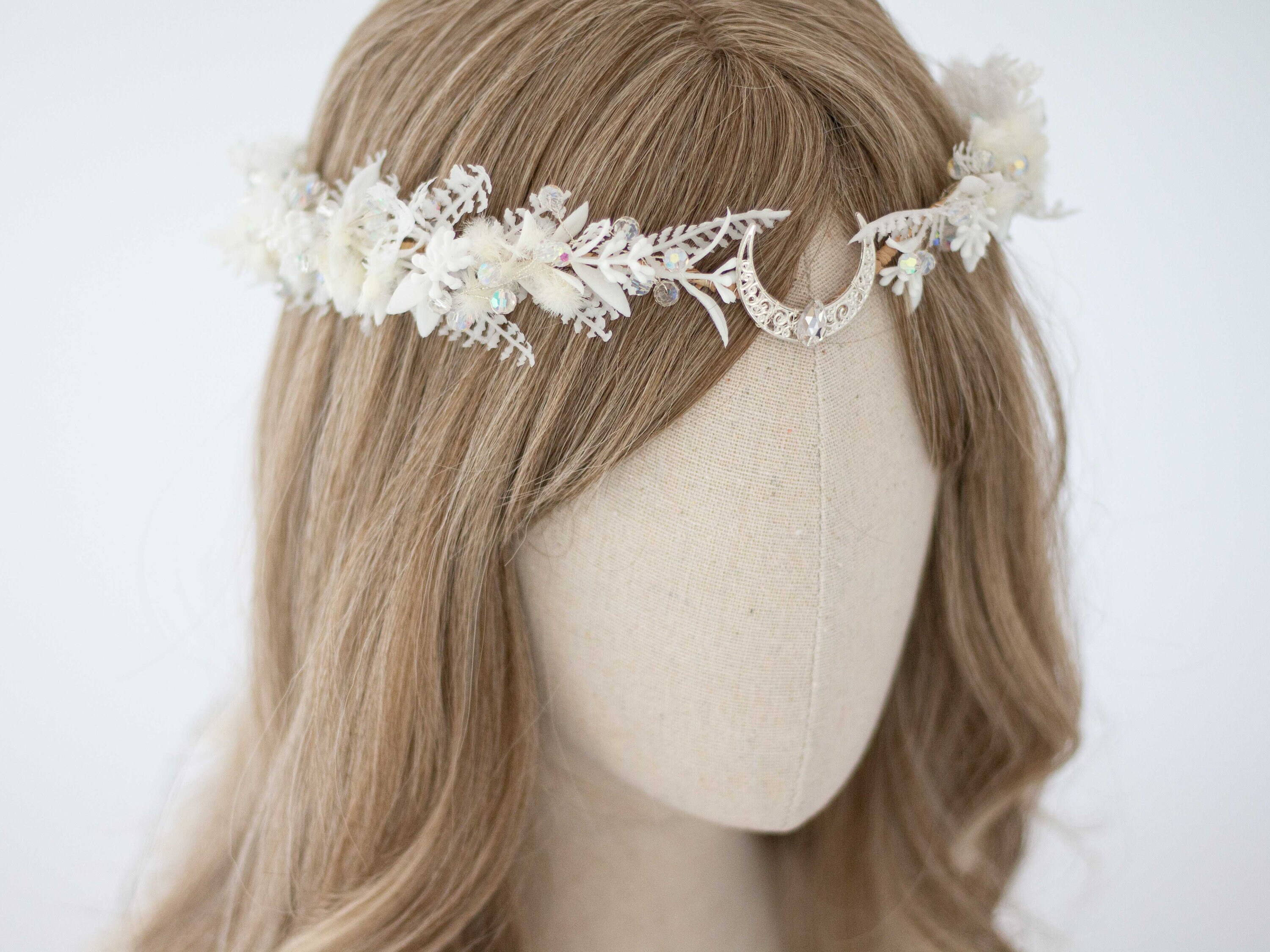 Crescent Moon Headband with Flowers Amazon.com : MOSTORY Moon Flower Crown Headpiece - Floral  main image 2