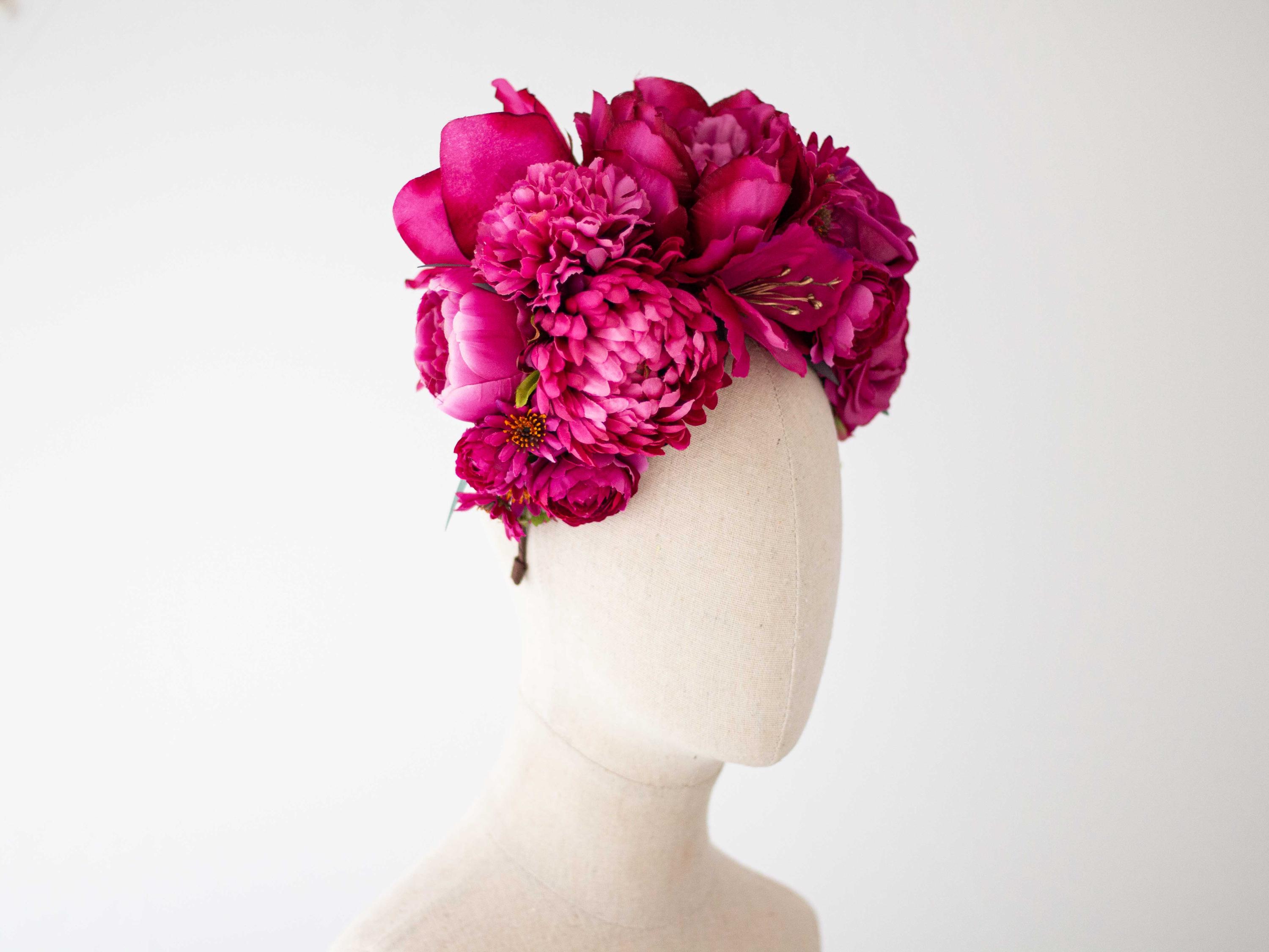 Hot Pink Flower Headband: Fuchsia Colored Oversized Floral  display picture 2
