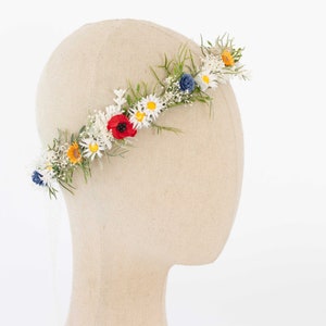 Poppy daisy flower crown wedding, baby's breath headband, dainty flower crown bridal shower, chamomile headpiece, bride flower girl halo image 6
