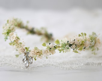 Elven fairy crown, elvish flower crown, elf headpiece, ivory flower crown