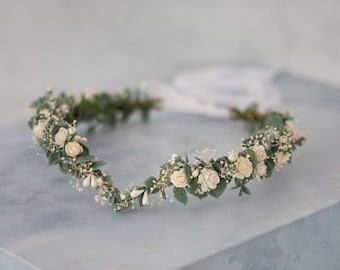 Eucalyptus Flower Crown: Elven Bridal Headpiece