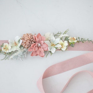 Taillengürtel mit Blumen, Satingürtel für Brautkleid, Gürtel mit Blumen, Babybauch gürtel, Blumengürtel #5 pale pink