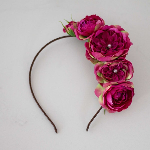 Serre tête avec une très grande fleur, bandeau fleur cheveux, couronne de fleurs