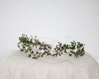 Elven Wedding Crown: Green & White Fantasy Tiara, Fairy Tale Hairband