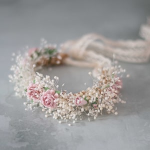 Boutonniere and corsage set, dried flower bracelet, baby's breath corsage, bracelet for mothers bridesmaids flower girls image 2