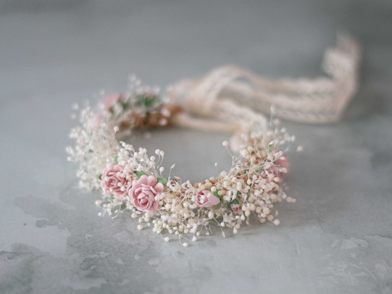 Boutonniere and corsage set, dried flower bracelet, baby's breath corsage, bracelet for mothers bridesmaids flower girls image 2