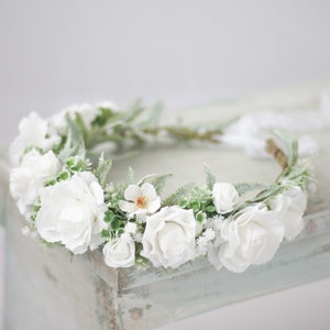 White Flower Crown Wedding White Rose Flower Crown Wedding - Etsy