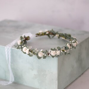 Eucalyptus flower crown wedding, green flower crown, eucalyptus headband, greenery bridal wreath, wedding headpiece, flower girl halo image 8