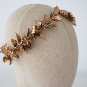 Gold leaf crown, greek flower crown, gold leaves headband, goddess gold headband, gold fern leaf wreath, golden headpiece, flower girl halo image 5