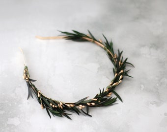 Minimalist leaf headband for wedding,  dried leaf crown, preserved floral crown, dainty flower headband, greenery headpiece