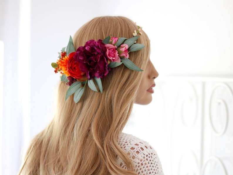 Blumen Haarreif Aus Stoff – Mit Rosen & Blüten In Blau, Gelb, Rosa, Einheitsgröße – Für Hochzeit, Strand & Party