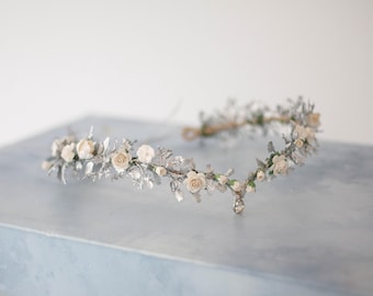 White & Silver Fairy Crown: Elven Circlet for Fantasy Wedding