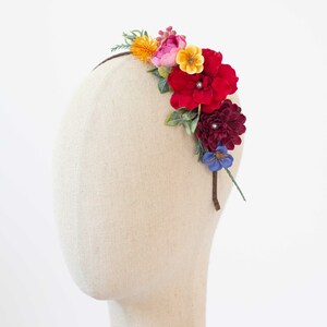 Colorful Frida Flower Crown: Rainbow Floral Headband image 2