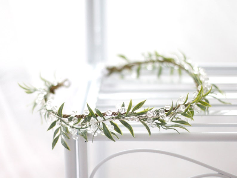 Leaf Flower Crown Greenery Flower Crown Crystal Flower Etsy