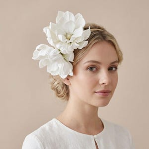 White Magnolia Headband Fascinator: Romantic Flower Hairpiece