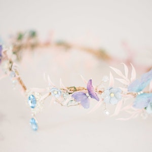 Butterfly elven crown, fairy elf circlet, pale pink purple headband wedding, fairytale crown, elf hairpiece, renaissance fair outfit