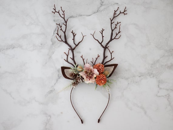 Deer Antler Flower Headband: Autumn Hairband, Animal Ear  display picture 3