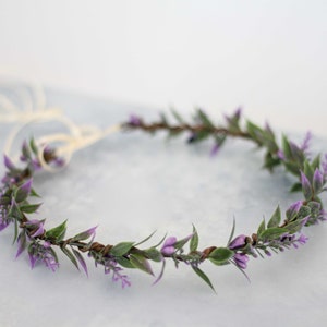 Lavender flower crown for wedding, dainty purple floral crown, thin flower crown, simple flower wreath, flower girl halo