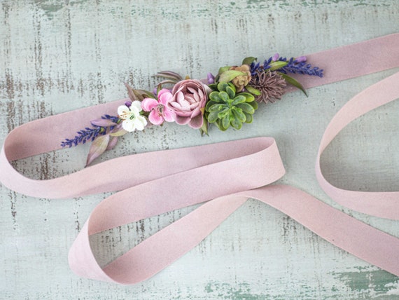 1 Inch May Flowers Ribbon on Rose Nylon Webbing