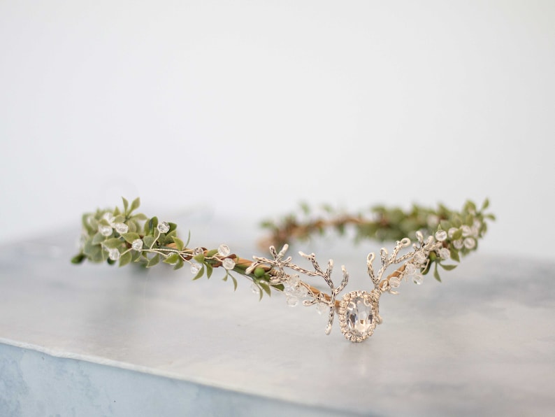 Fairy crown, elven circlet, woodland headpiece, bridal tiara, forest elf floral crown, enchanted faerie woodland headband, elf head piece image 7