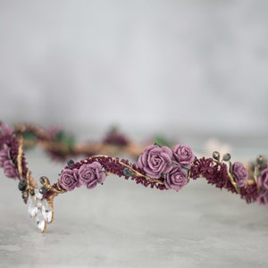 Purple Elven Flower Crown: Wedding Fairy Tiara